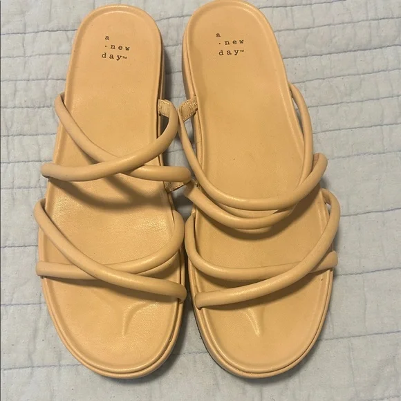 A New Day Women's Cream Strappy Sandals - Picture 1 of 3
